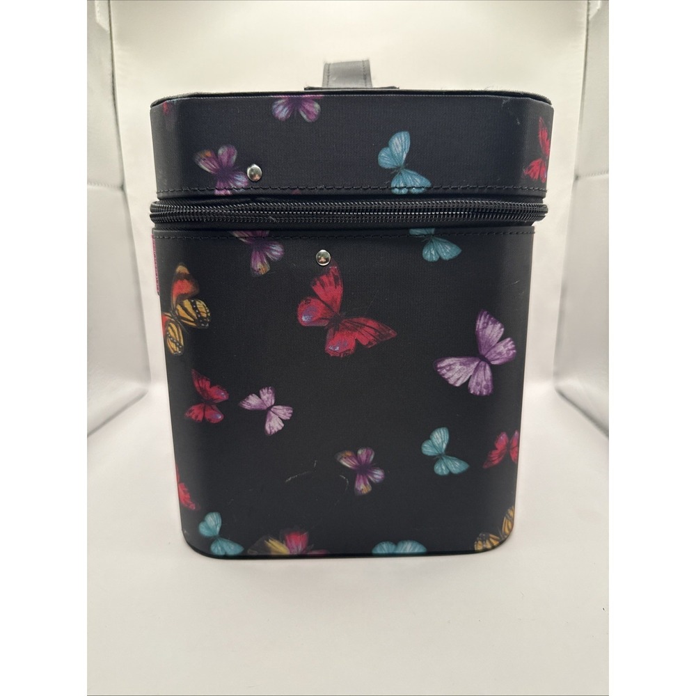 Butterfly Soft Train Case Tall Makeup Cosmetic With Mirror and Shelves Caboodles - Picture 10 of 12
